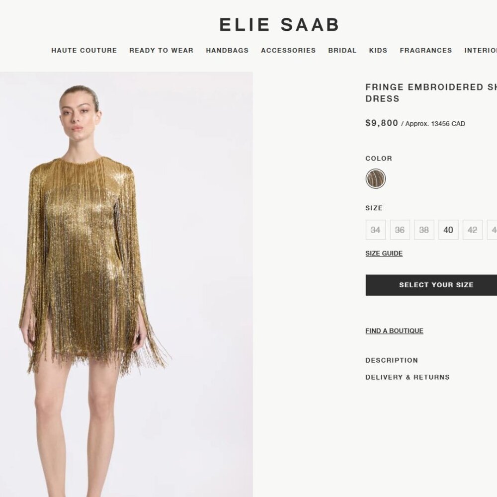 ELIE SAAB Fringe Embroidered Short Dress
